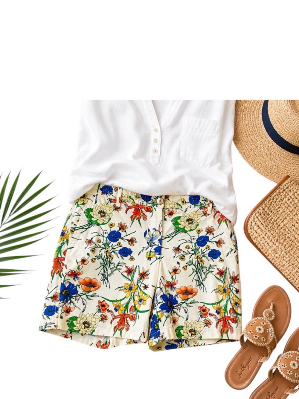 Talbots Petite 12 Floral Chino Shorts 6” Inseam Cotton Stretch Preppy Coastal